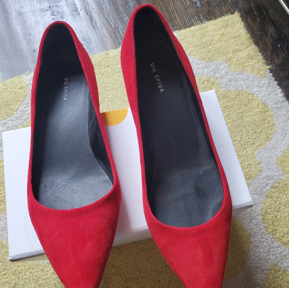 Red Suede Via Spiga Pumps size 8 to 8 1/2